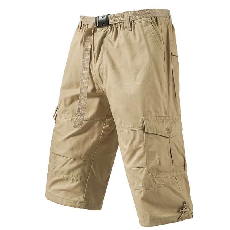 Mens Cargo Shorts 100% Cotton Casual Running Shorts Elastic Waist Hiking Outdoor with a Belt Outdoor Casual Cargo Shorts for Men