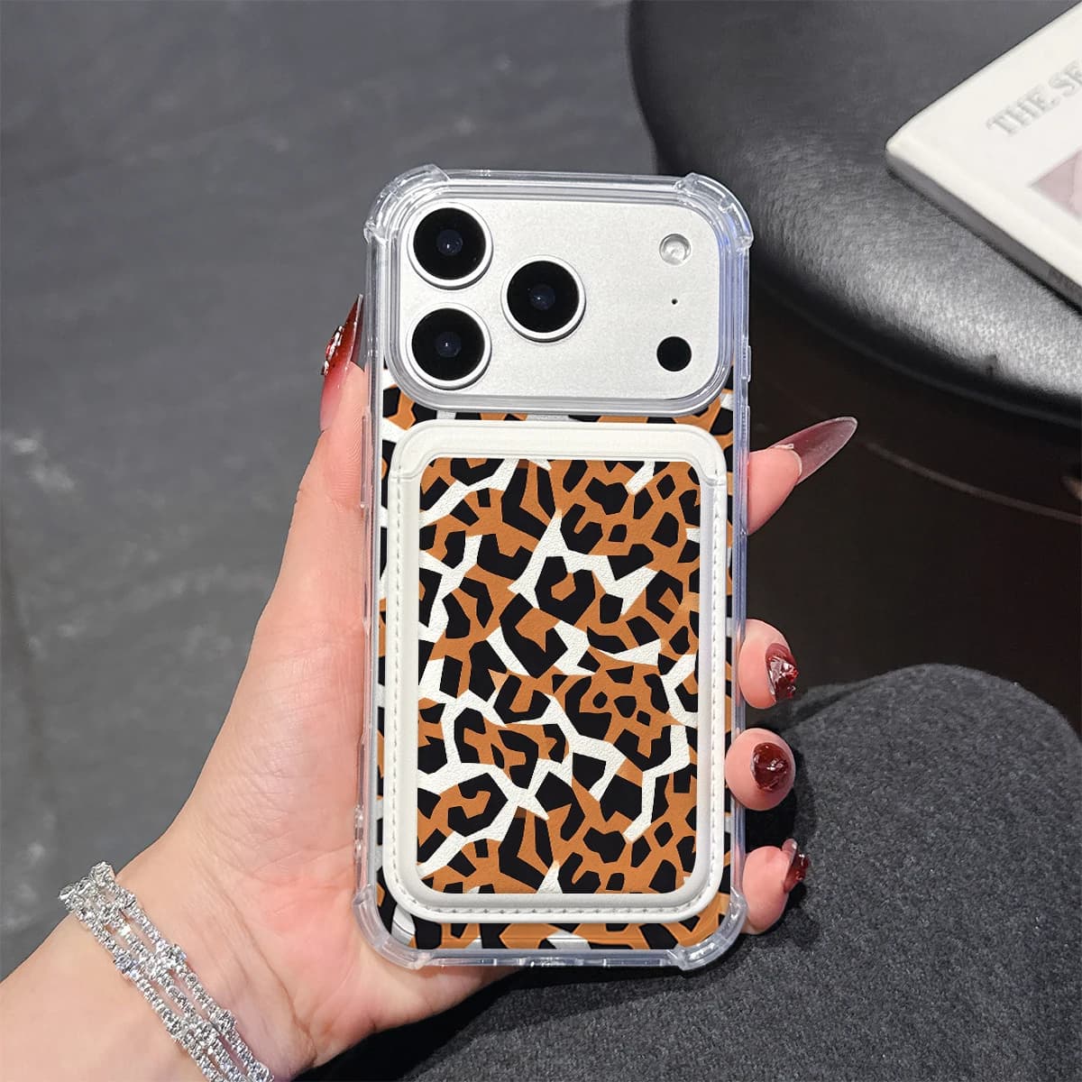 Abstract Leopard Phone Case For iPhone 17 16 15 14 13 Pro Max Plus Wallet Pocket Transparent Soft TPU for Magnetic Phone Case