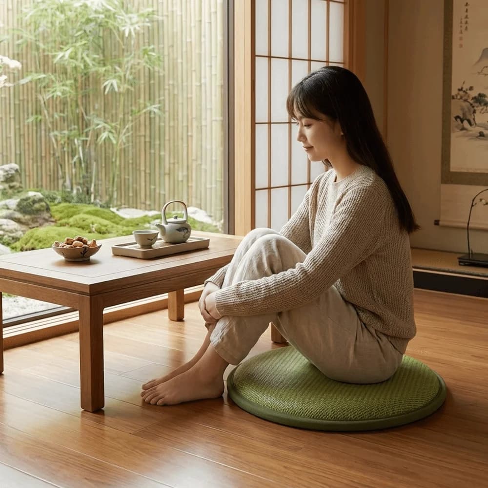 Zafu Cushion Round Cooling Seat Cushion Thick Breathable Kneeling Cushion Non-Slip Soft Meditation Cushion Bay Window