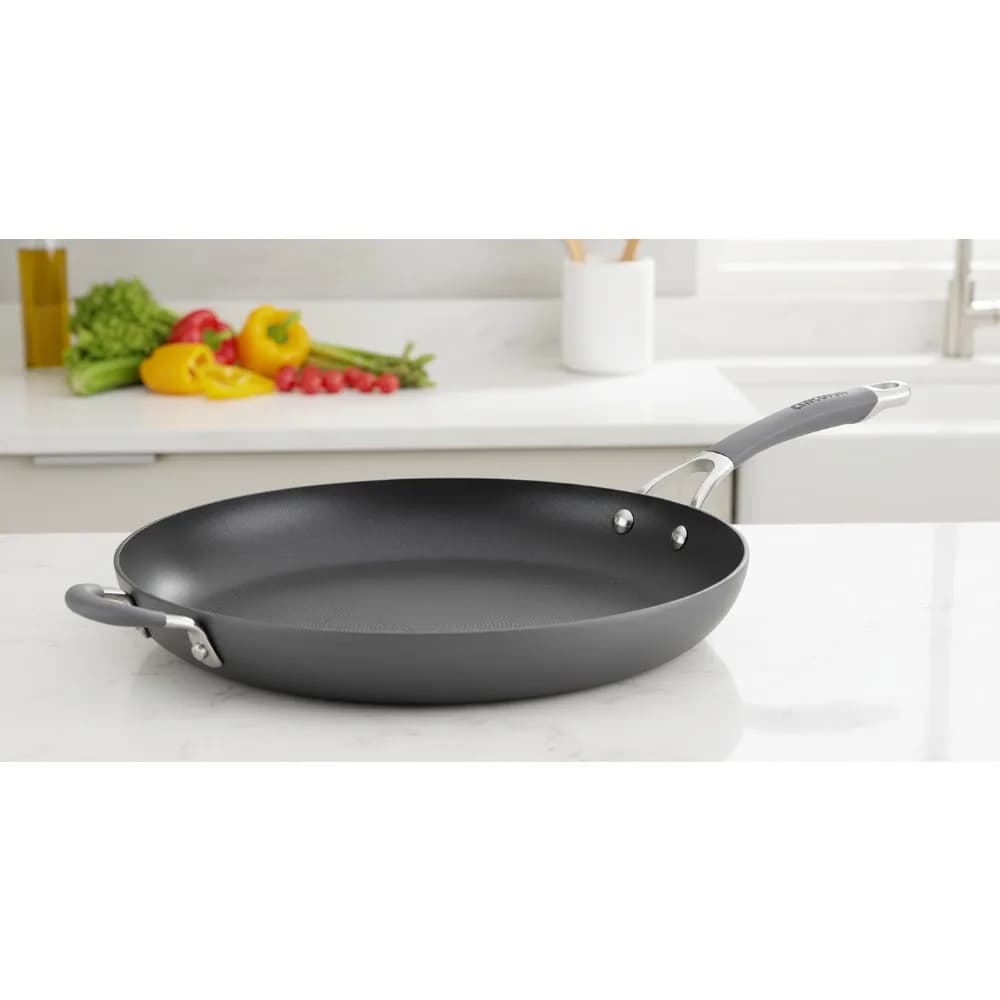 14 inch non-stick pan: hard anodized aluminium, uniform heating, dishwasher safe for easy cooking