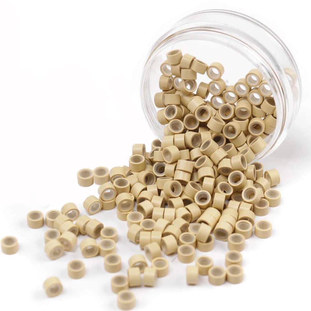 100Pcs Hair Extentions Micro Rings Links Beads 5mm Silicone Lined Beads for Human Hair Extensions Tool-Multi-colored