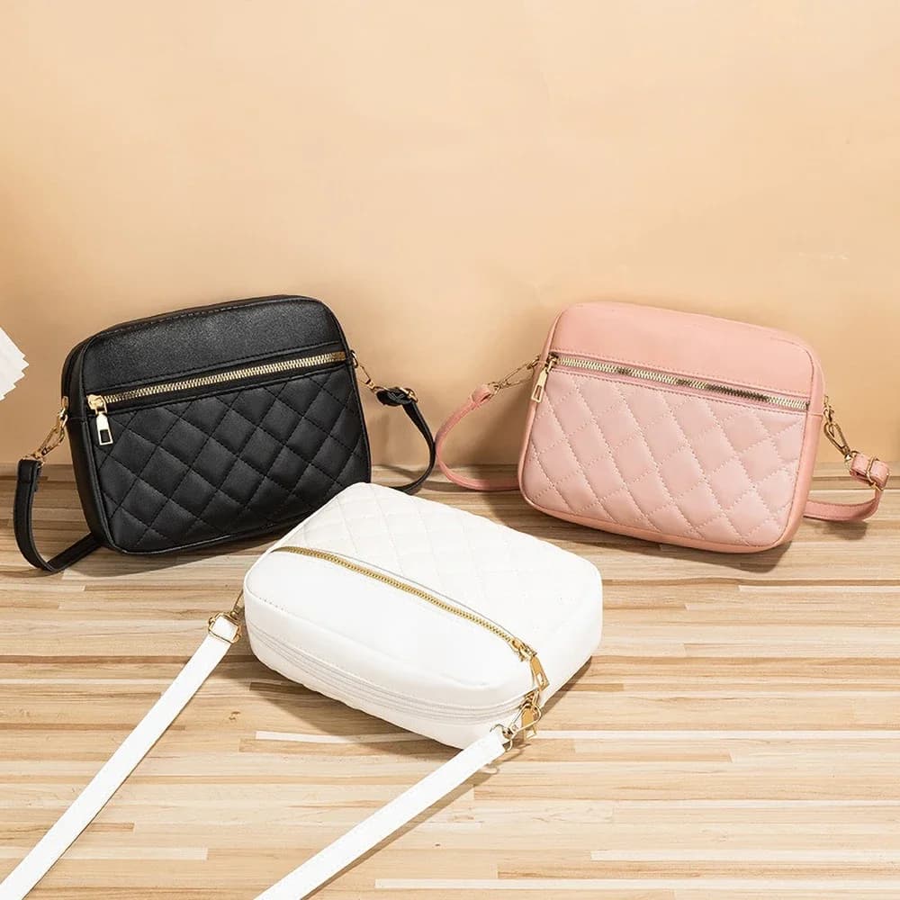 Borsa estiva piccola quadrata nuova borsa a tracolla casual alla moda versatile borsa per fotocamera da pendolarismo borsa di fascia alta con griglia di diamanti