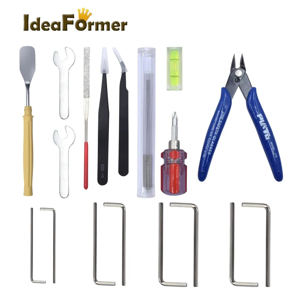Kit Completo di Strumenti per Stampante 3D: Livella, Chiave, Pinzette, Spatola, Kit di Pulizia Ugelli - Accessori per Stampanti 3D