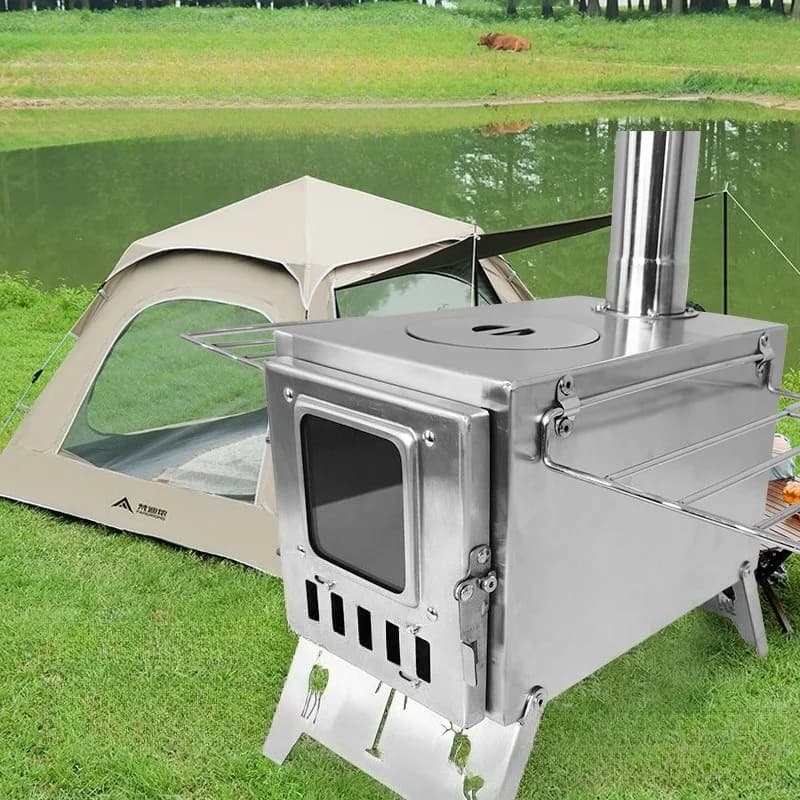 Winter Outdoor Firewood Stove Camping Folding Barbecue Grill Picnic Heating Wood Fire Stove Portable Camp Cooking Supplies