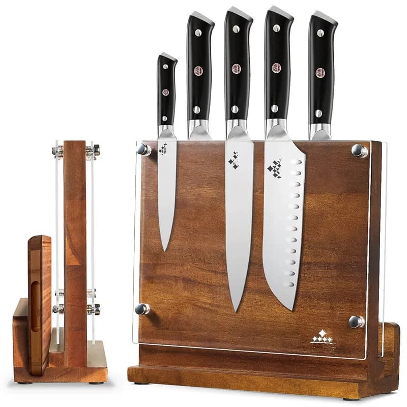 Portacoltelli magnetico con scudo acrilico Blocco coltelli doppio lato Portacoltelli multifunzione per esposizione di posate da cucina