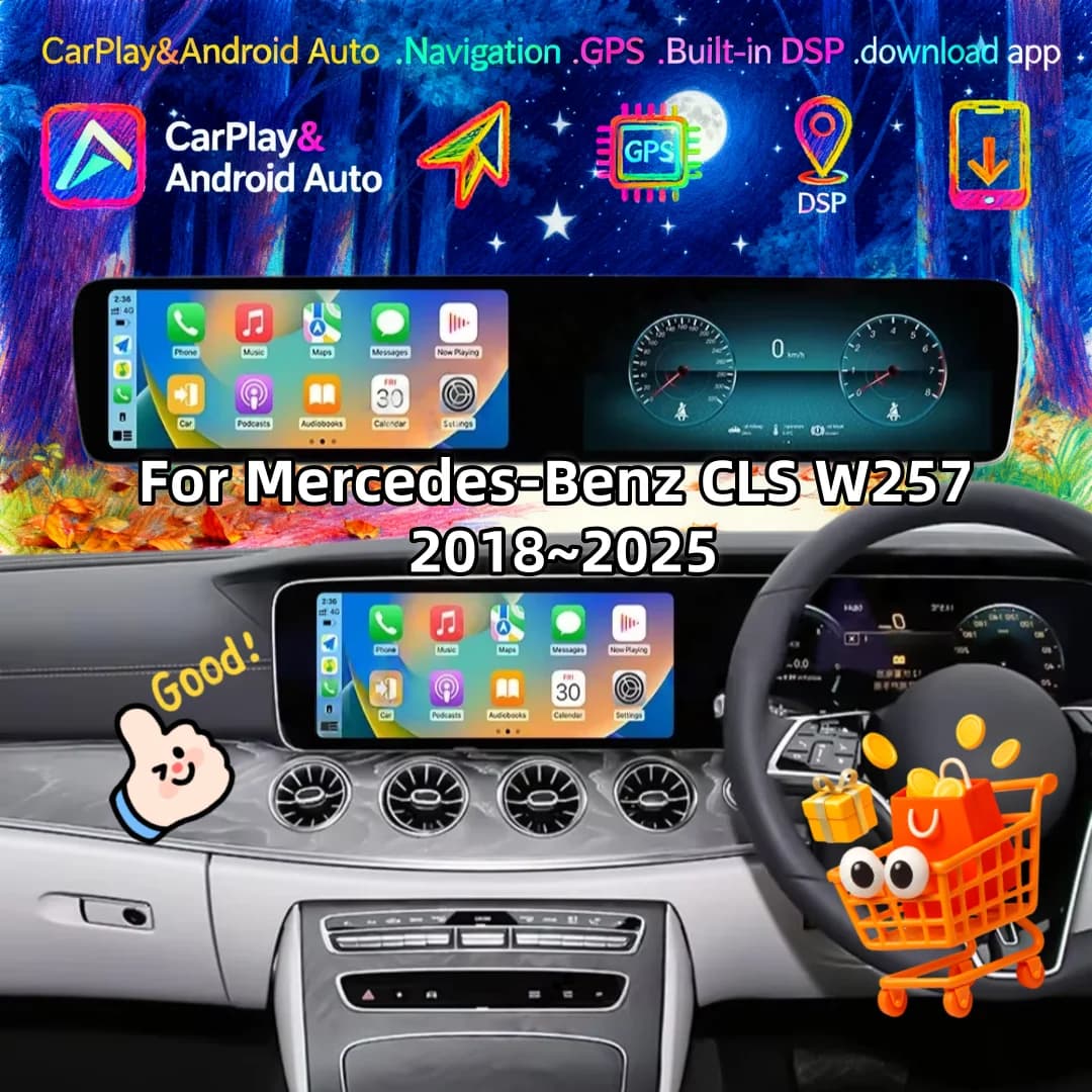Doppio schermo Autoradio Per Benz CLS W257 2018 2019-2025 Android 13 Multimediale Auto Motive Stereos Lettore Video GPS Navi Carplay