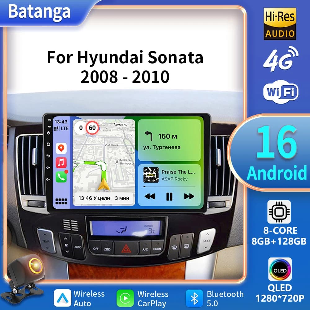 Android 16 For Hyundai Sonata NF 2008 - 2010 Car Radio Autoradio GPS Carplay Android Auto AutoMotive 8 Core Intelligent System