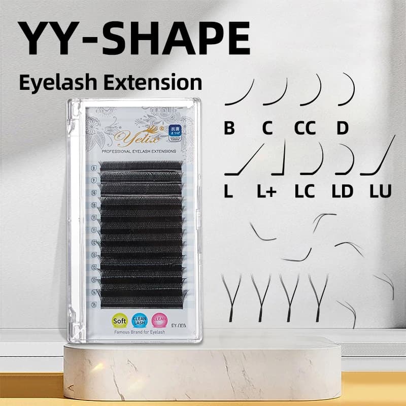 Yelix YY Forma Estensione ciglia Ciglia finte premium morbide Ciglia incrociate nere Ciglia individuali Trucco Bellezza
