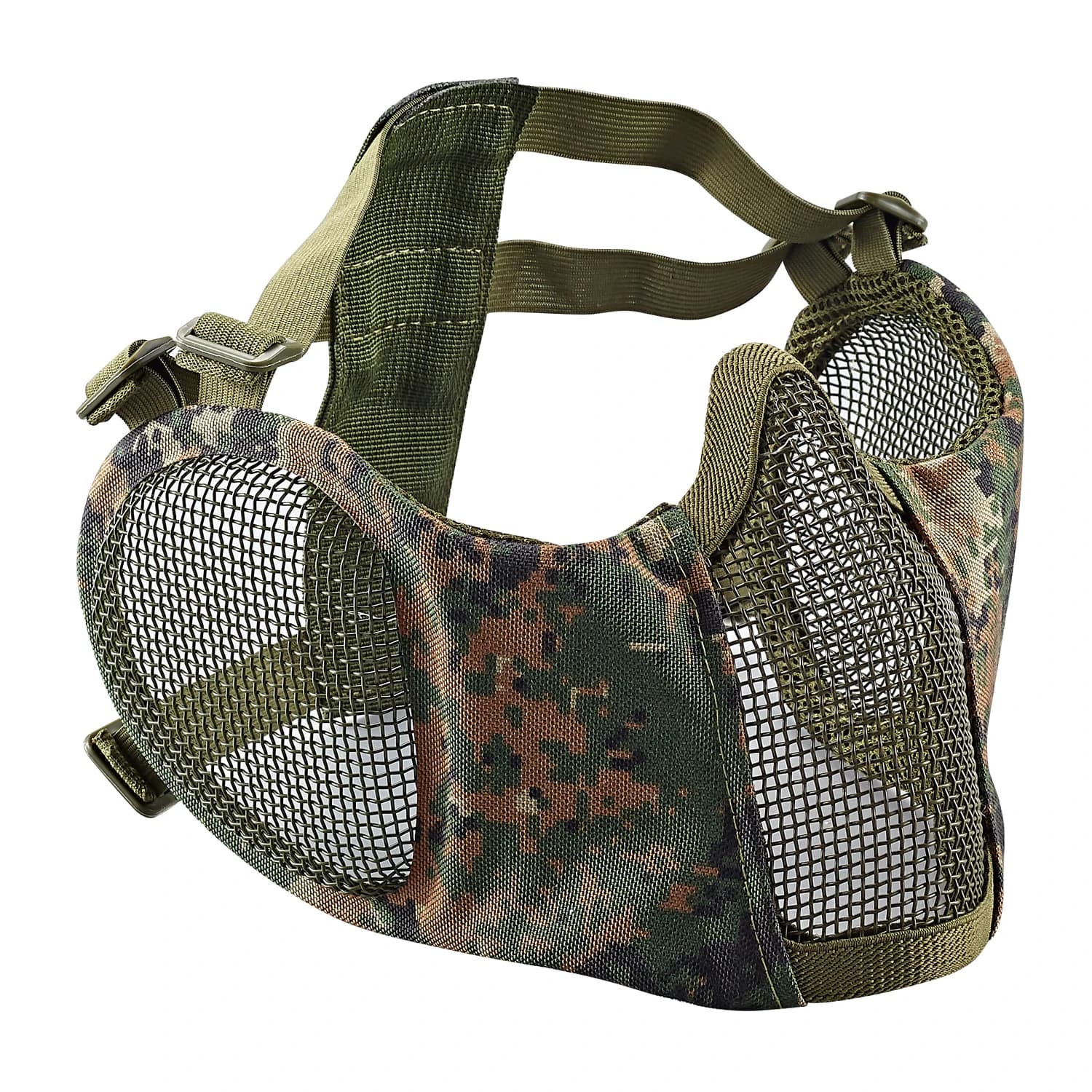 Half tactical mask in steel mesh - Protective equipment for outdoor hunting, safety face cover for paintball, lightweight and durable metal Nettin