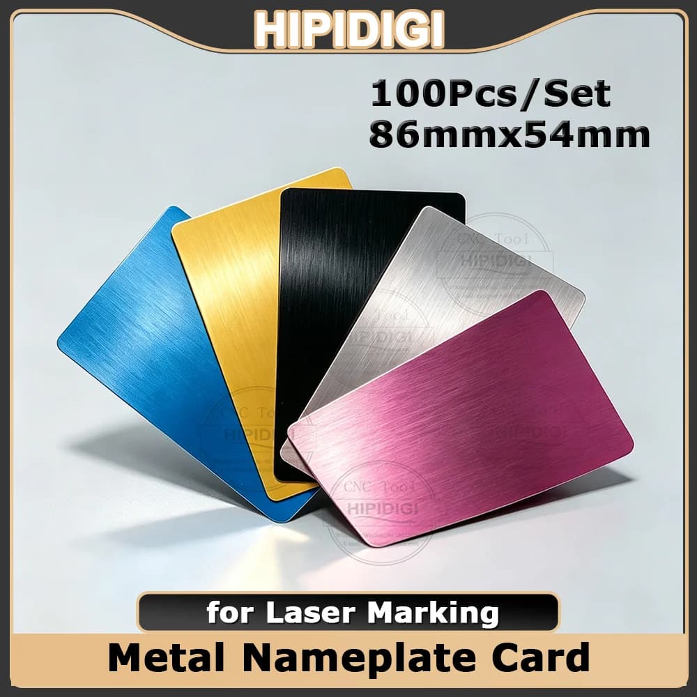 100Pcs/set 86x54mm Metal Nameplate Multicolored Finish Aluminum Blank Laser Engraving Cards for Laser Marking Logo DIY Printing