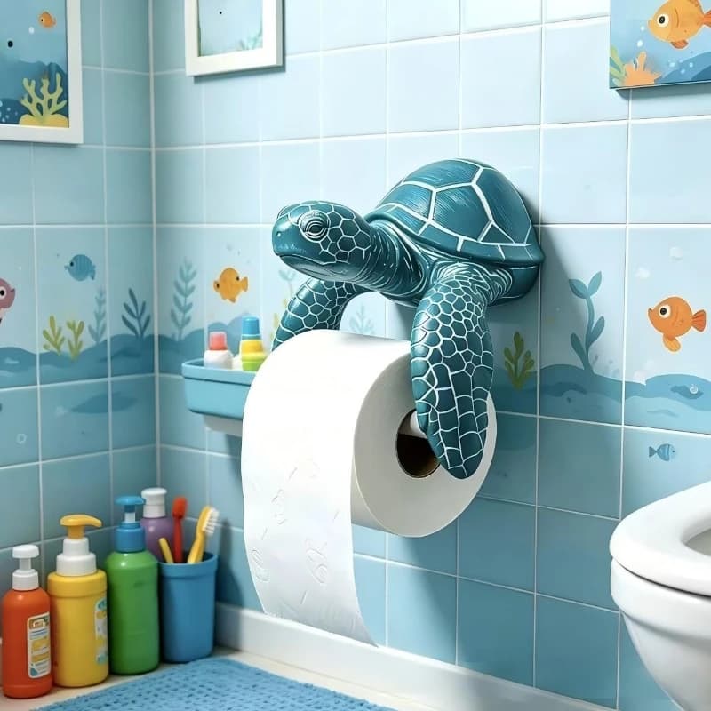Sea Turtle Toilet Paper Holder Wall Mounted Bathroom Storage Beach Nautical Decor Seaside Coastal Accessory