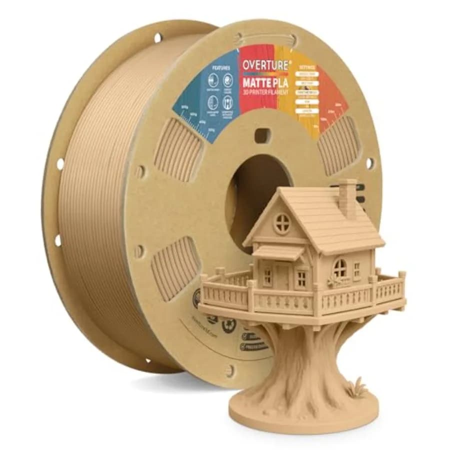 Filamento PLA Opaco per Stampante 3D 1.75mm, Superficie Opaca e Basso Effetto Piegatura, Bobina da 1 kg, Precisione +/- 0.02 mm, Compatibile con la Maggior Parte delle Stampanti FDM