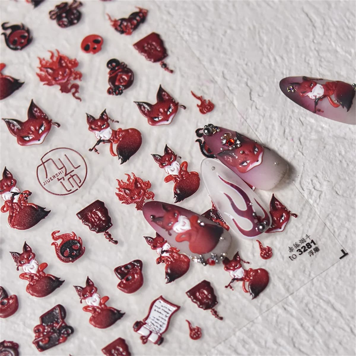 1 pz 5D giapponese Kawaii volpe Nail Art Kawaii adesivi animali dei cartoni animati trasferimento autoadesivo decorazioni per unghie Slider decalcomanie fai da te