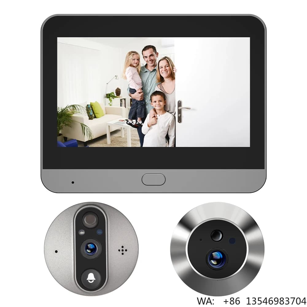 Campanello WiFi Smart Life Tuya APP 3MP con Telecamera Spioncino Mini, Batteria, PIR, IR, Alexa, Google, Visualizzatore Digitale con Monitor