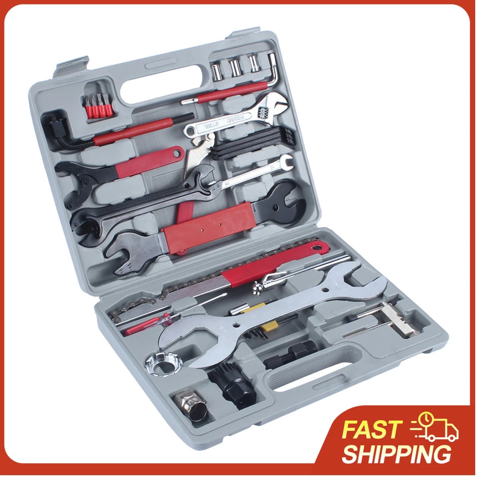 Kit di Riparazione Biciclette 44 Pezzi, Set Multiutensile per Mountain Bike con Pompa per Pneumatici