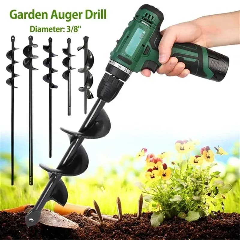 2-dimensional spiral garden drill tip - Ground drill tool for screw holes, ideal for planting seed flowers and planting bulbs
