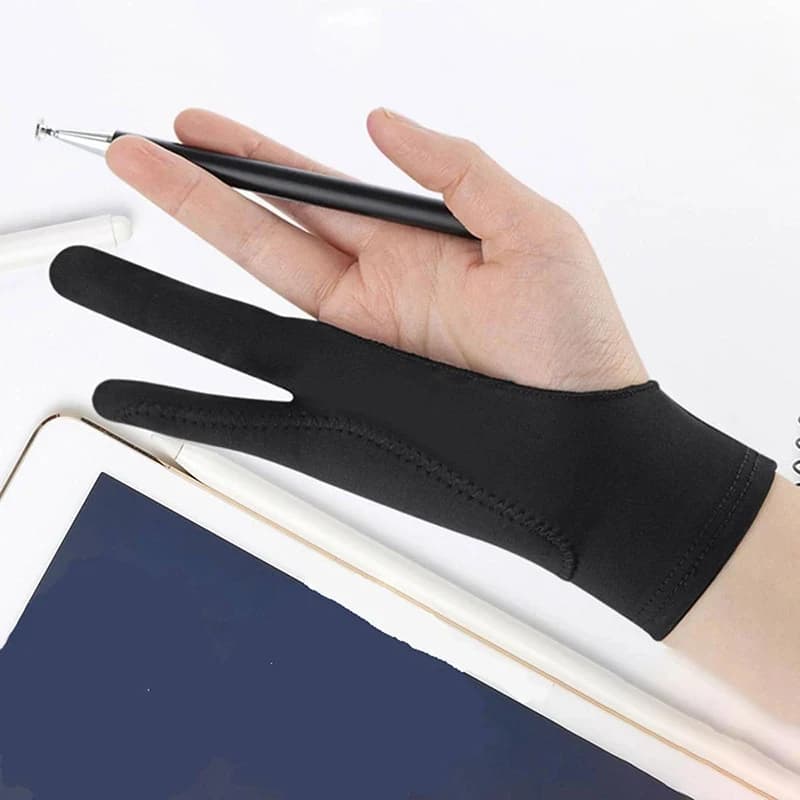 Guanti da Disegno Artistico a Singolo Strato per 2 Dita, Anti-Tocco Accidentale, per Schizzi e Disegni su Tablet, Guanto Touch Screen per Artisti