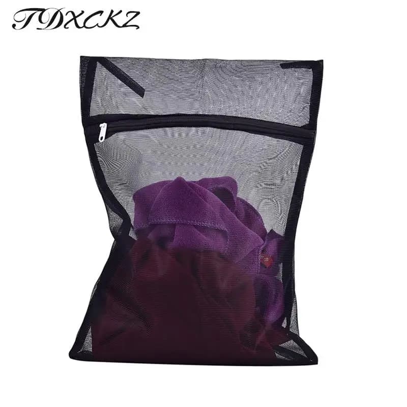 Nylon mesh net washing bag with zip closure black washing bags