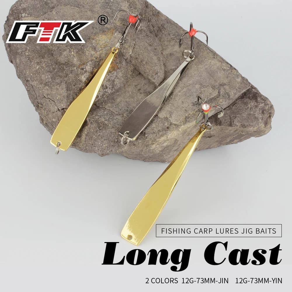 FTK Fishing Lure 6g/8g Balancer Winter Ice Fishing Lure Spoon Metal Bait Treble Barbed Hook For Ice Fishing