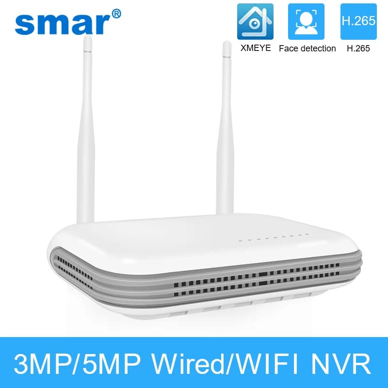 Smar H.265 NVR wireless 8CH 3MP 5MP WIFI NVR Videoregistratore di rete Face Detection Email Alart per telecamera IP CCTV XMEYE ONVIF