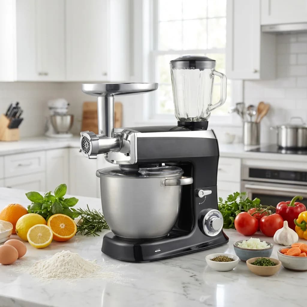 Impastatrice Elettrica 7.5L 8.5L, Tritacarne, Mixer Planetario 4 in 1, Robot da Cucina 1500W, Frullatore