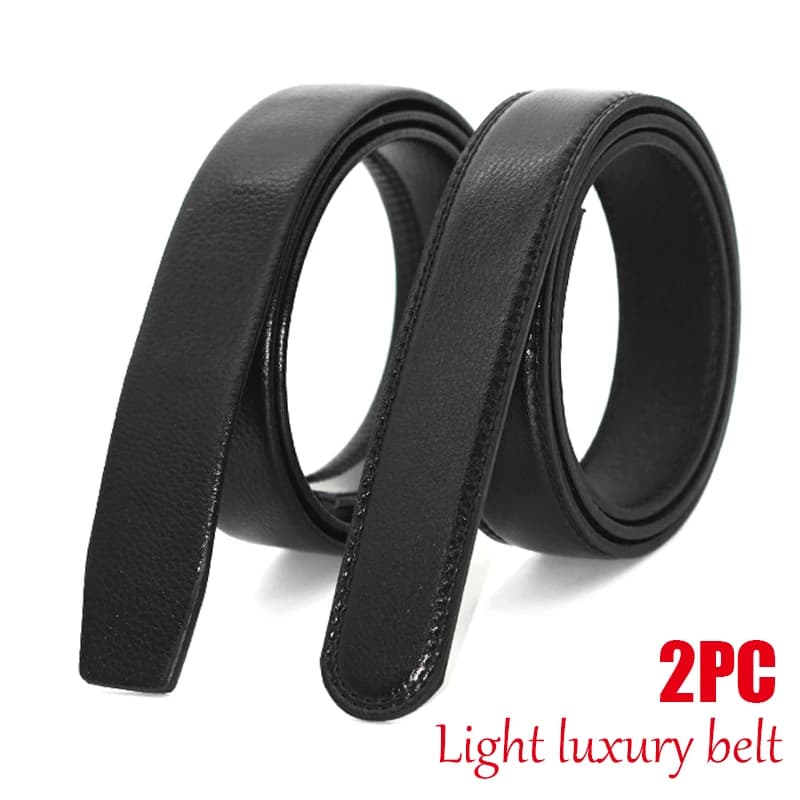 2 pezzi - Cintura da uomo in pelle PU larga 3,4 cm senza fibbia, cinturini senza fibbia, fibbia automatica, accessorio moda