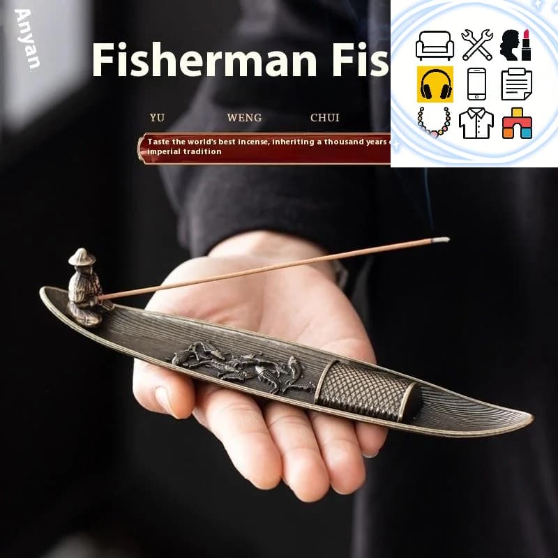 Set di 1 Porta Incenso a Forma di Pescatore Cinese per Bastoncini d'Incenso, Accessori per Decorazione Casa