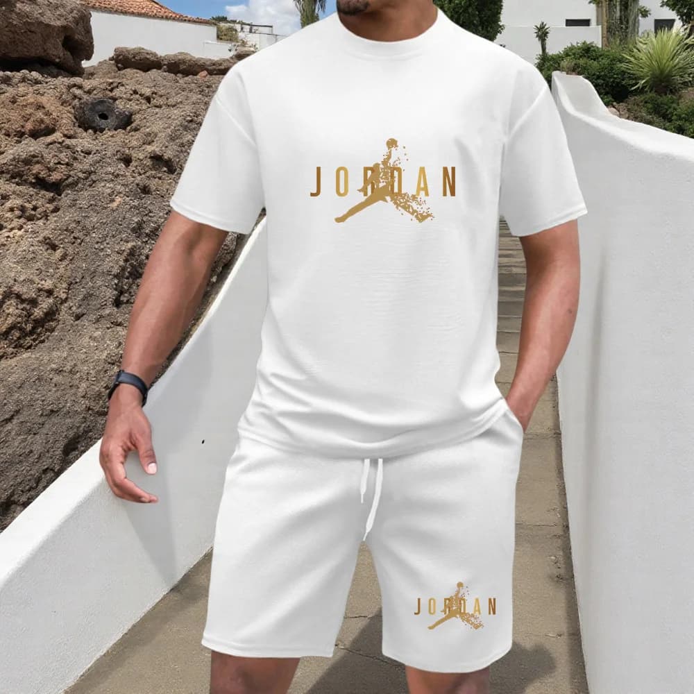 Completo da Uomo 2026 Nuovo Completo Casual a Maniche Corte con Pantaloncini, Tuta Sportiva da Uomo con Logo Gabbiano Stampato, Stile Urbano Street Fashion
