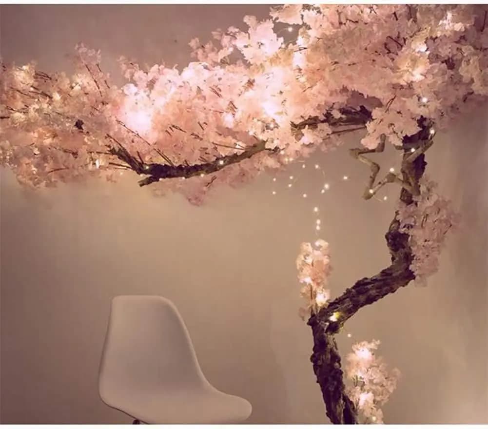 Artificial Cherry Blossom Tree Handmade Light Pink Tree Wedding Party Birthday Backdrop Home Living Room Decoration 5.2FT/1.6M
