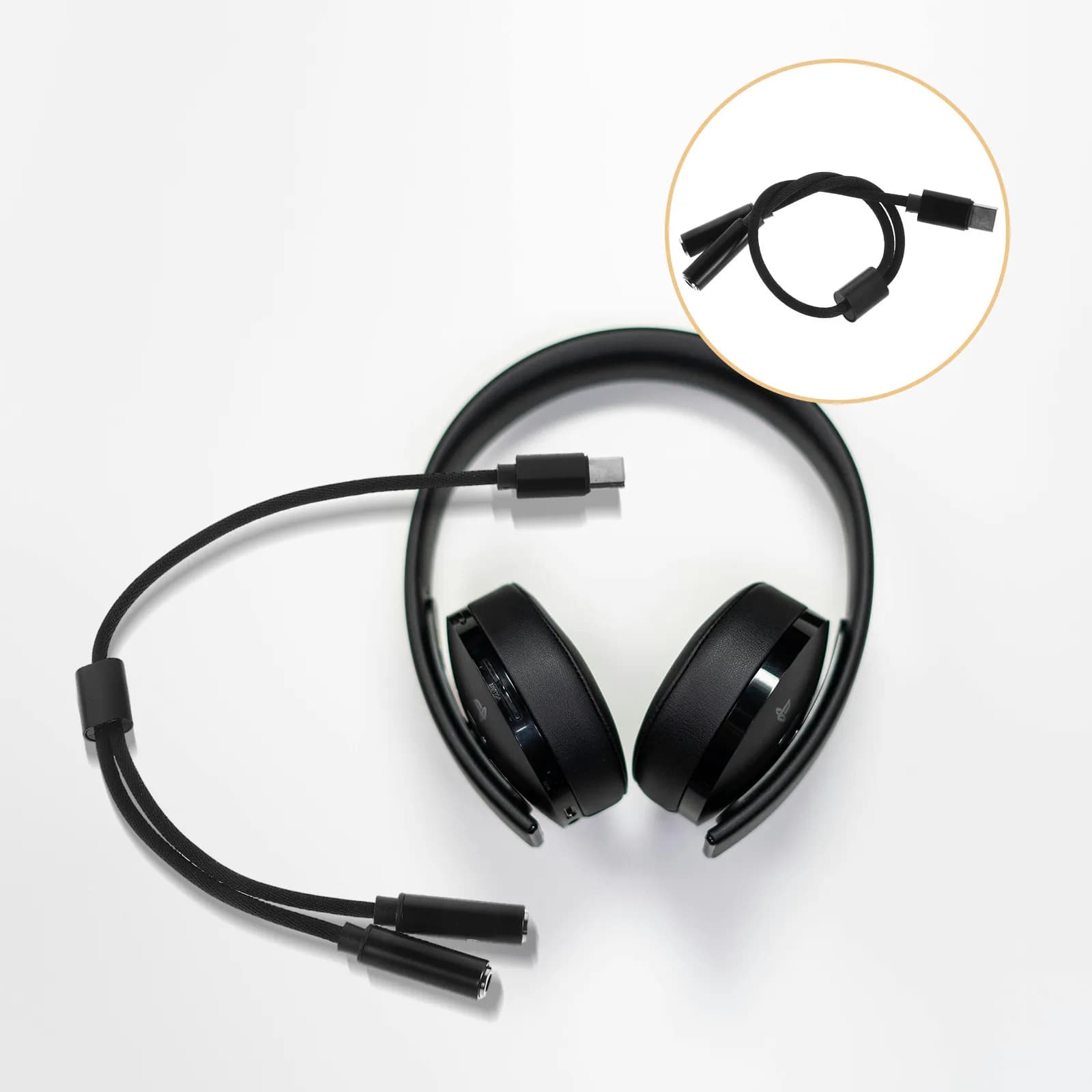 USB C Headset Microphone Splitter Adapter 3.5mm Dual Earphone Mic Splitter Cable for Pc Laptop Gaming Video Call