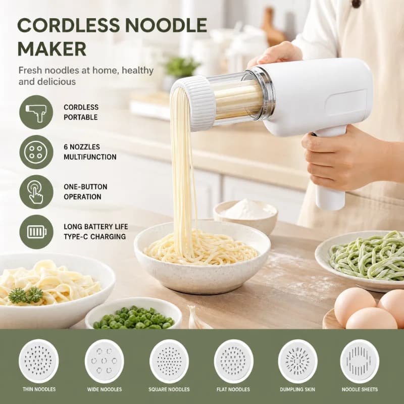 New fully automatic charging wireless manual pasta making machine, cutting machine, manual pasta pressing machine,6 molds