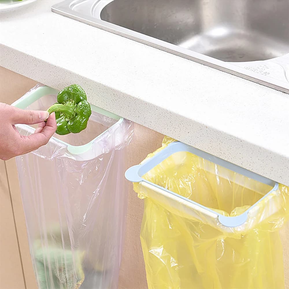 Cestino per porta dell'armadio da cucina, pattumiera sospesa, cestino per rifiuti, supporto per sacchetto della spazzatura, supporto per sacchetto della spazzatura da cucina portatile, gadget da cucina
