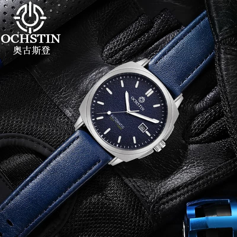 OCHSTIN Architect‑Line Male Automatic Mechanical Wristwatch Durable Genuine Leather Strap Clock Waterproof Men’s Wrist Watch
