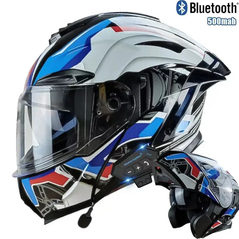 Casco moto apribile con casco da corsa fuoristrada Bluetooth a doppia lente Cascos para moto Casco da moto omologato DOT per BMW