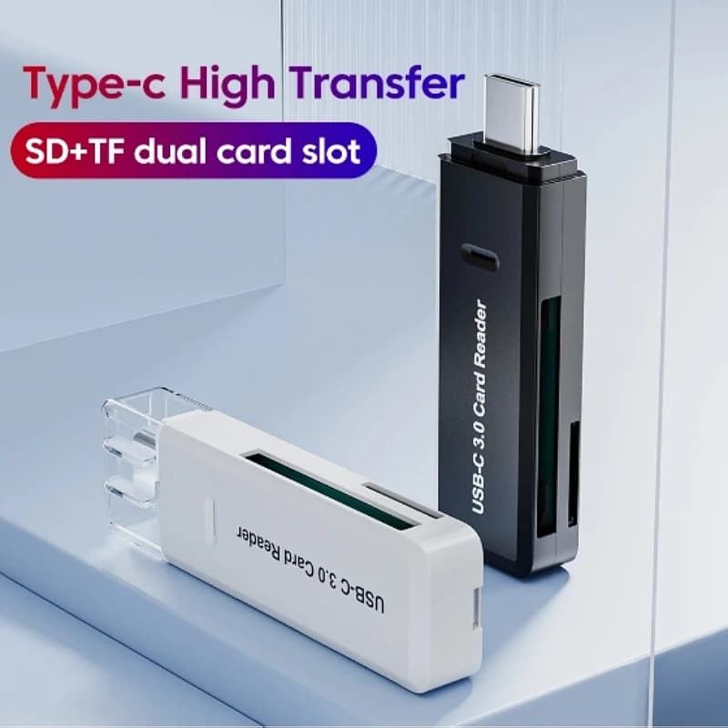 Lettore di schede multifunzione TYPE-C 3 in 1 Archiviazione esterna Nero elasticizzato per Memory Stick Lettore di schede Mini SD TF USB 3.0