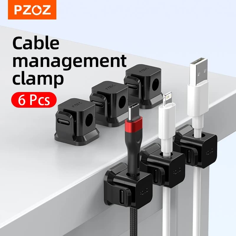 PZOZ 6Pcs Cable Organizer Management Wire Holder USB Cable Winder Desktop Tidy Clips per Mouse auricolare Cord Data Line Protector