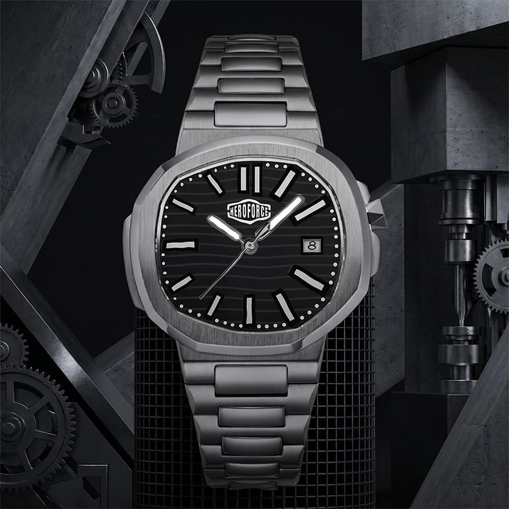 HEROFORCE Sapphire Casual Fashion Men Watch Mineral Glass Waterproof Calendar Quartz Watch Original Diamond Business Wristwatch
