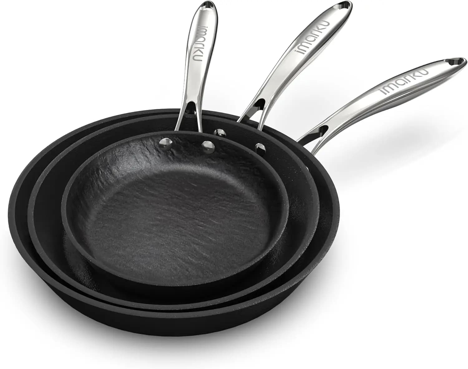 Set di 3 Padelle Antiaderenti, Adatte a Forno e Lavastoviglie, Compatibili con Induzione, Senza PFOA
