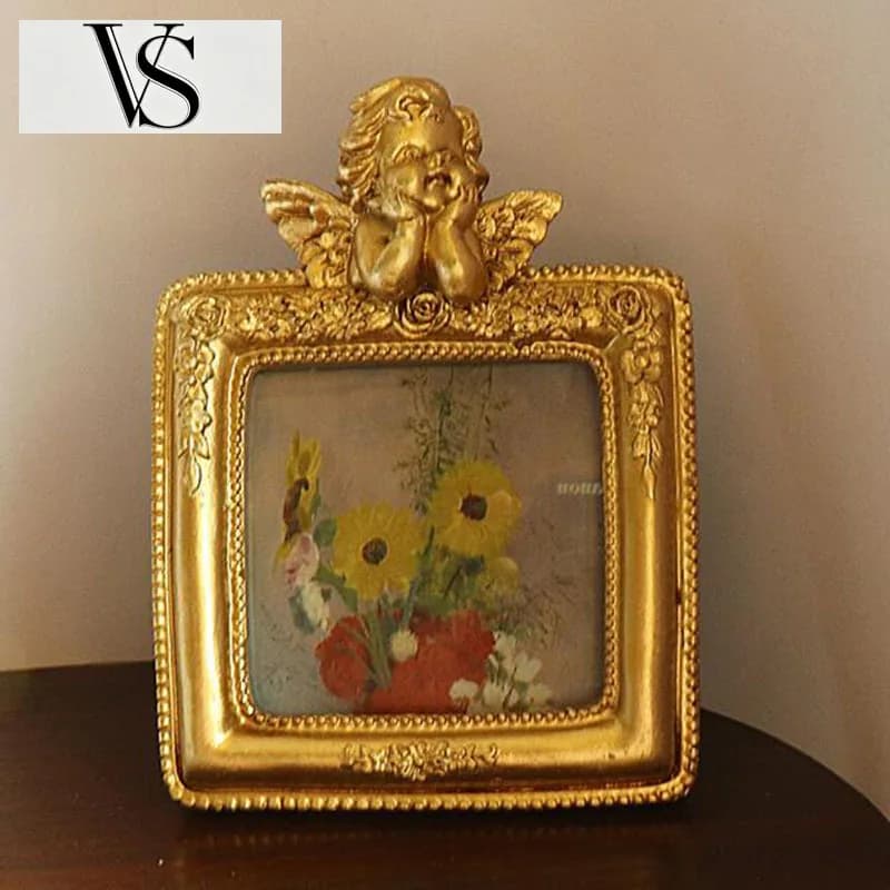 Relief Frame Angle Picture Wall Hanging Display Desktop Two Kinds Function European Gold Style Color Resin Photo Frame