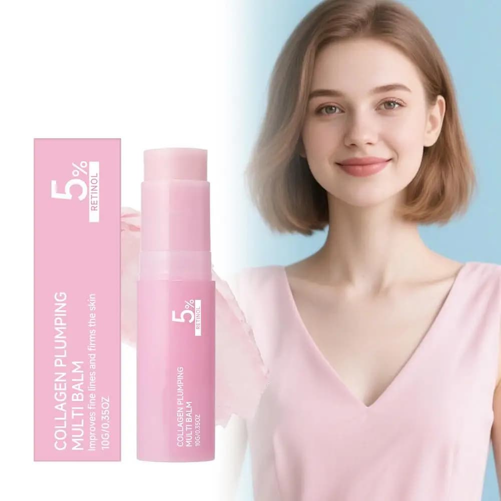 Collagen Plumping Multi Balm 5% Retinol Stick Fine Lines Improvement Skin Firming Portable Face Moisturi Stick Skincare