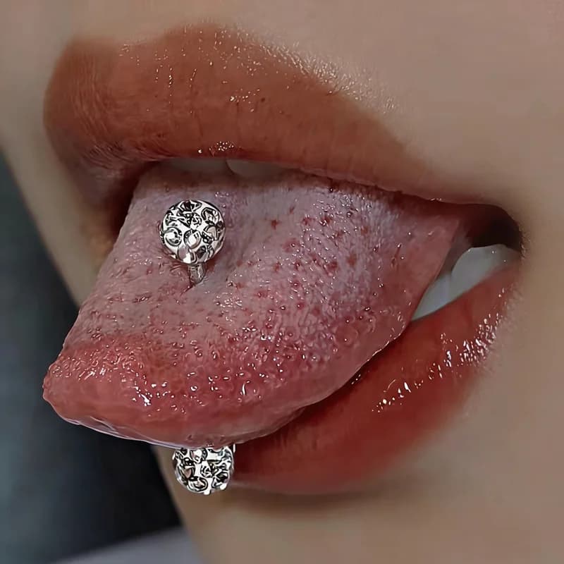 Piercing per Lingua in Acciaio al Titanio con Sfera di Cristallo Scintillante, Gioiello per il Corpo Sexy e alla Moda