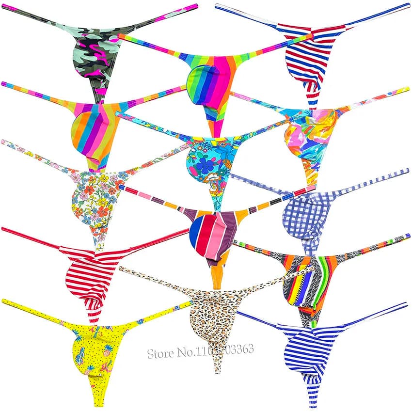 Perizoma da uomo che migliora la custodia rigonfia Bikini Beachwear T-back Costumi da bagno Maschile G-Strings Strap Slip a vita bassa Slip intimo stampato