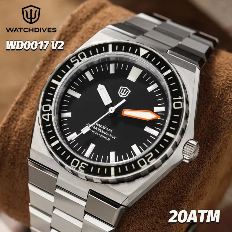 Watchdives 41Mm WD0017 Men Retro Dive Quartz Watch VH31 Sweep/Ronda 515 120-Click AR Sapphire 200M Waterproof Steel Wristwatch