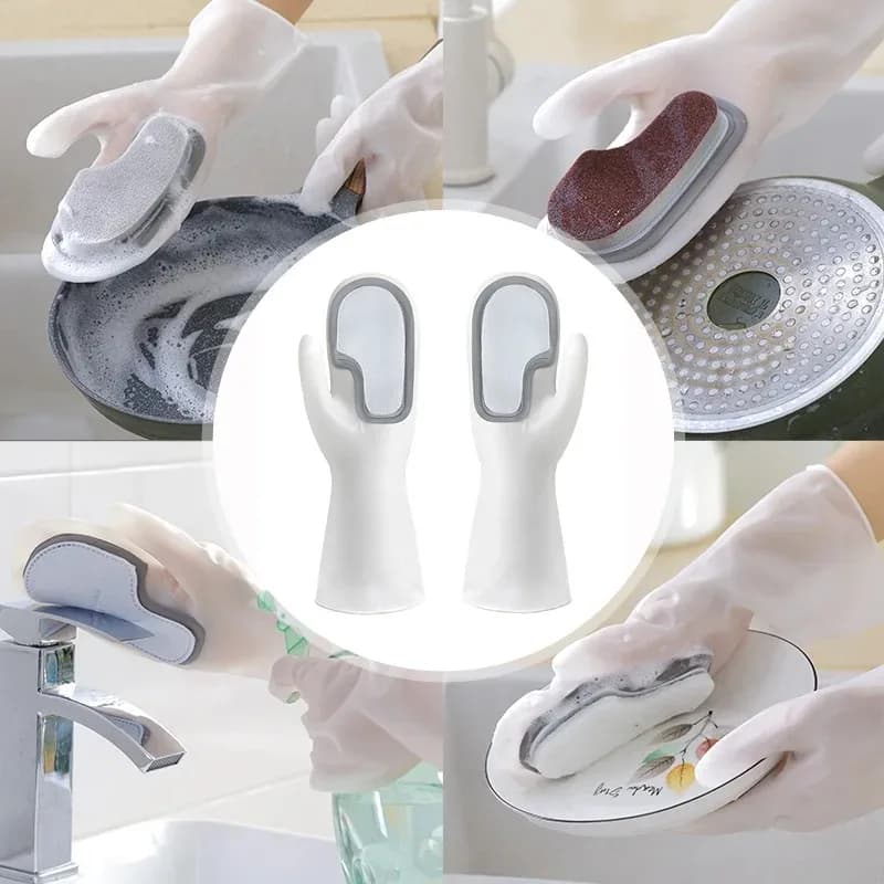 1 paio di guanti multifunzionali per lavare i piatti, guanti in lattice impermeabili in plastica per la pulizia della cucina, articoli per la pulizia della casa