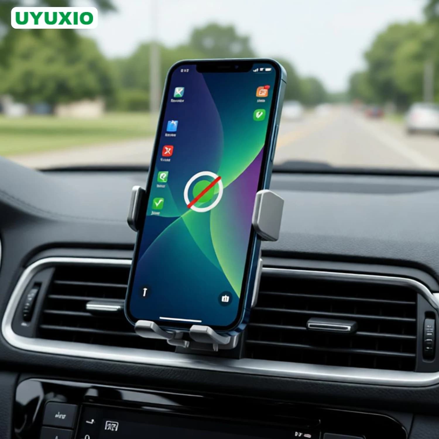 UYUXIO Morsetto Manuale Caricabatteria Da Auto Senza Fili 15W Ricarica Veloce Air Vent Supporto Del Telefono Per Auto per Samsung iPhone 17 16 15 14 Pro Max