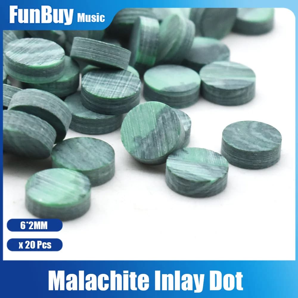 20 pz Chitarra Acustica Basso Chitarra Elettrica Ukulele Tastiera Intarsio Punti Decalcomania Marcatori Decalcomania Malachite 6.x2mm