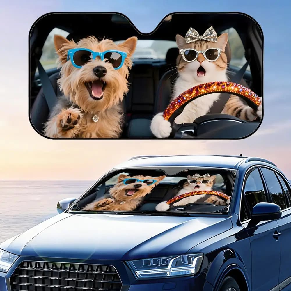 Parasole Pieghevole Universale per Auto con Protezione UV e Isolamento Termico per Gatti e Cani