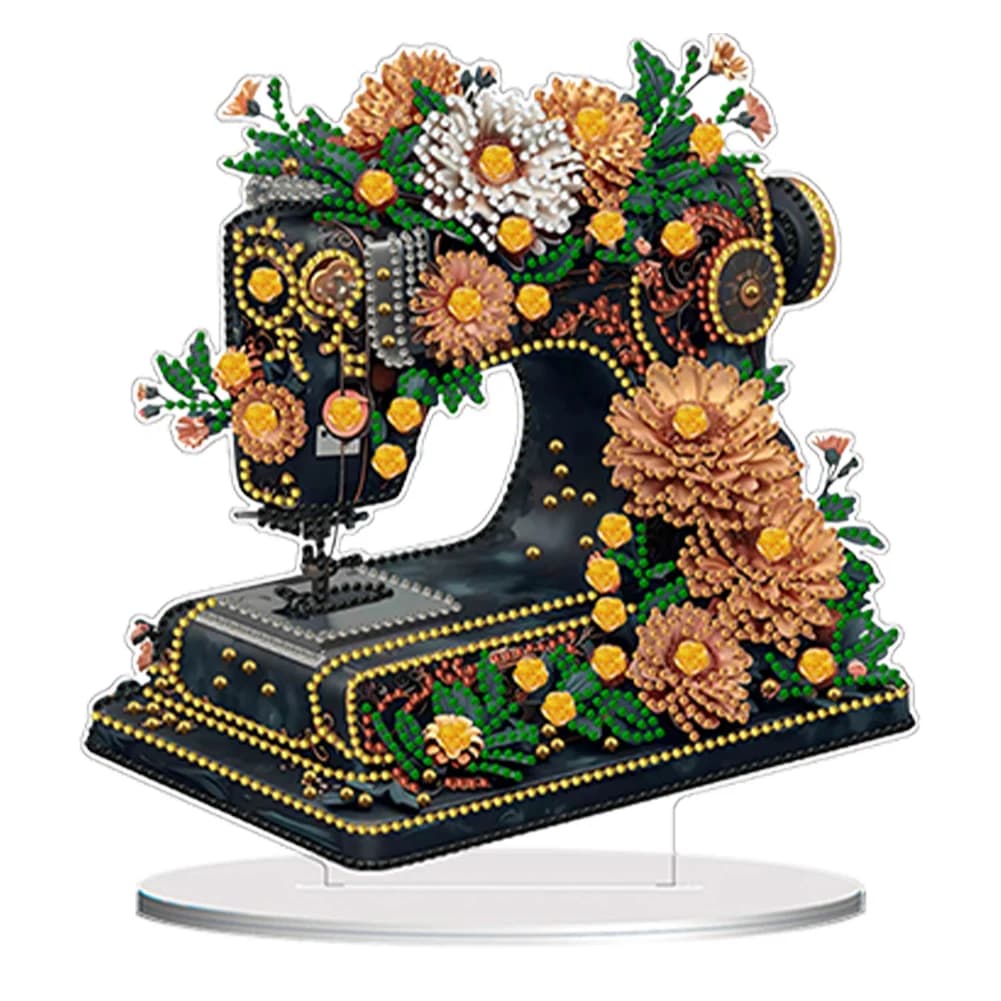 2D/Fiore piatto Macchina da cucire Desktop fai da te Kit di arte del diamante Pittura diamante Kit di ornamenti da tavolo per la decorazione del desktop dell'home office