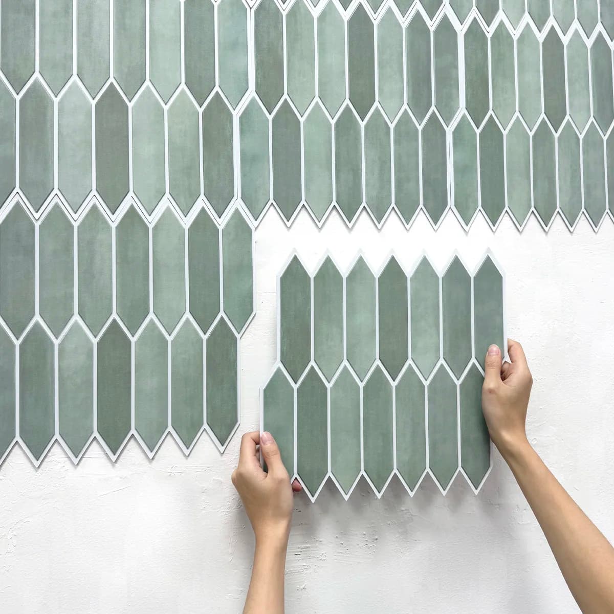 Wall sticker for 3D tiles from 1/10 pieces, 3D self-adhesive green tiles 3D for kitchen and bathroom, waterproof mold resistant, 30x30 cm