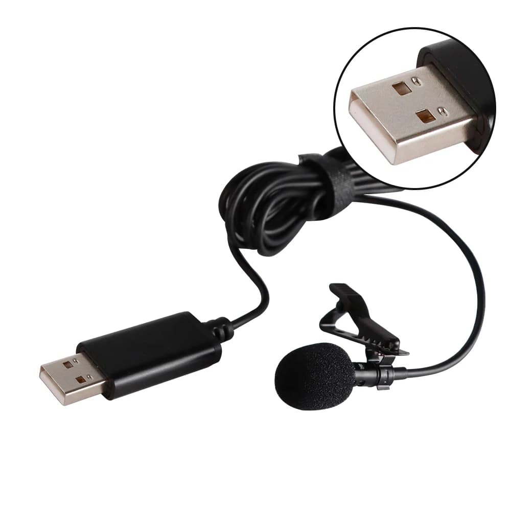 Omnidirectional stereo microphone with mini portable USB microphone clip for live recording camera for PC computer